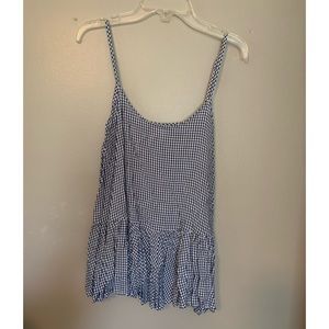 Blue gingham peplum tank